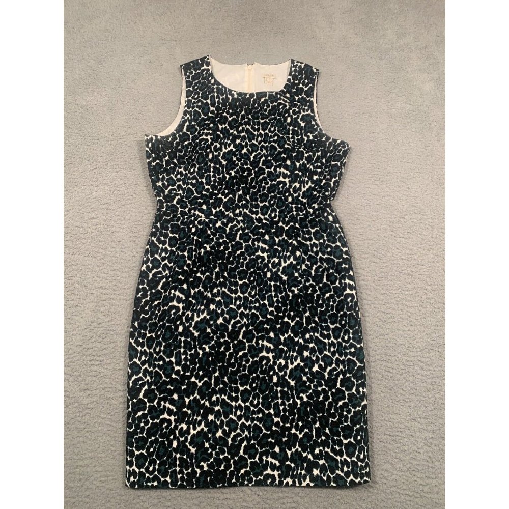 J. Crew Dress Leopard Animal Print Sleeveless Lined Cotton‎ Blue Black Size 6